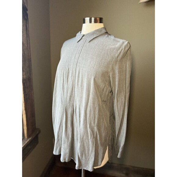 J.Jill Gray Casual Button Down Back Casual Minimalist Long Sleeve Sz M - Picture 1 of 7